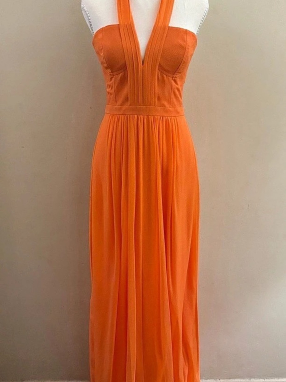 BCBGMAXAZRIA Starr Halter Gown Maxi Dress Orange Size 6